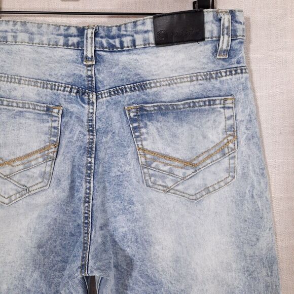 Akademiks Distressed Jeans Size 18 Straight Leg High Rise Acid Wash Stretch - Picture 6 of 15
